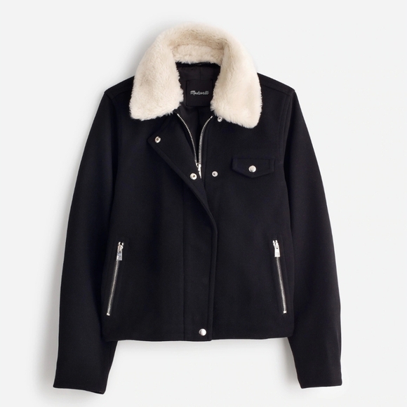 Madewell Sherpa-Collar Asymmetric Zip-Front Jacket Size XS NWT - Picture 10 of 10